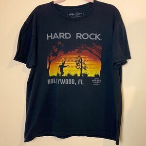 Hard Rock Hollywood Florida Black Tee Shirt Short Sleeve XL
